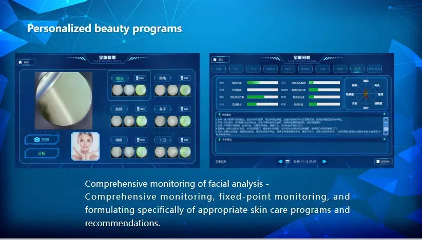 Ice Blue Hydro Machine 7 In 1 Skin Analysis Skin Care Device for Facial Cleansing Deep Pore Vacuum Hydra Skin Lift Anti-aging - Image 9