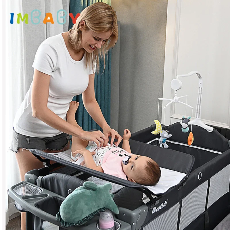 Portable Baby Bed with Diaper Table Multifunctional Newborn Bed Kids Cradle Rocker Baby Crib for 0-6 years Old Child Crib - Image 2