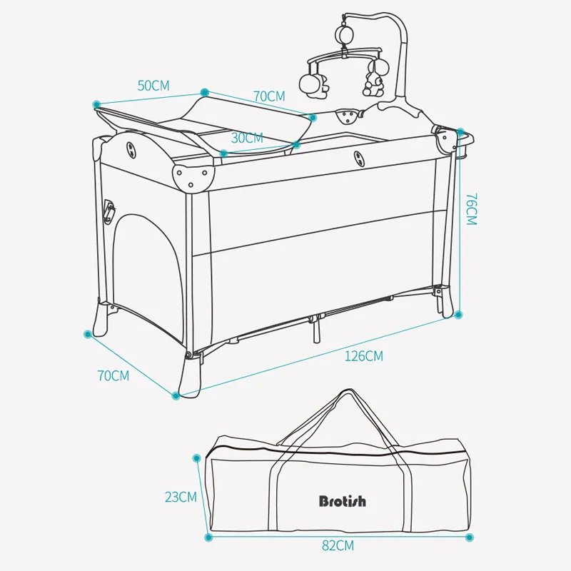 Portable Baby Bed with Diaper Table Multifunctional Newborn Bed Kids Cradle Rocker Baby Crib for 0-6 years Old Child Crib - Image 6