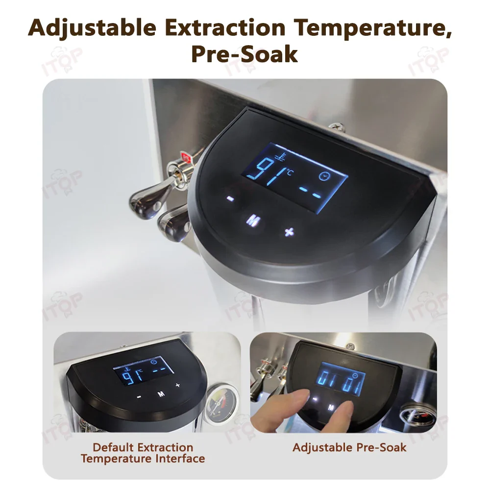 ITOP Coffee Machine Espresso Coffee Maker Simultaneous Extraction & Steam OPV PID Adjust 58mm Portafilter 3 Holes Steam Outlet - Image 2