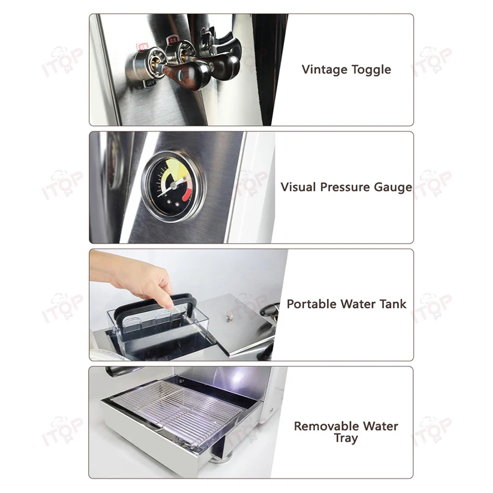 ITOP Coffee Machine Espresso Coffee Maker Simultaneous Extraction & Steam OPV PID Adjust 58mm Portafilter 3 Holes Steam Outlet - Image 5