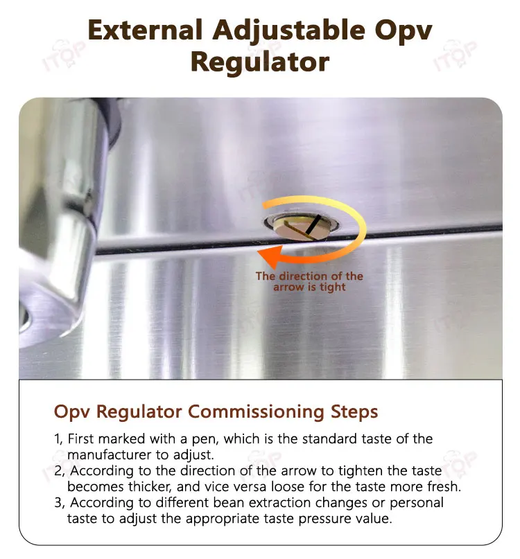 ITOP X20 Semi-automatic Espresso Machine Commercial Home OPV Valve Adjust the Pressure OLAB Pump Copper Boiler Coffee Maker 220V - Image 6
