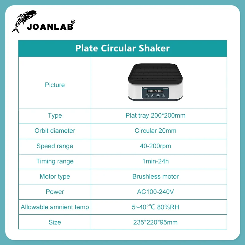 JOANLAB Orbital Shaker Digital Display Shaker Laboratory Multi-purpose Oscillator Adjustable Speed 200rpm SK-20 - Image 6