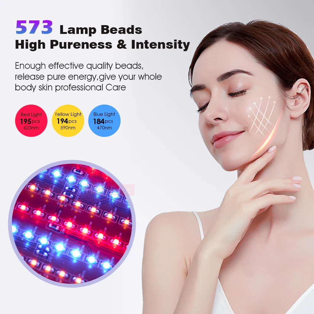 LED Beauty Mask 573 Lamp Beads LED Photon Beauty Device Foldable Face Body PDT Machine - Image 6
