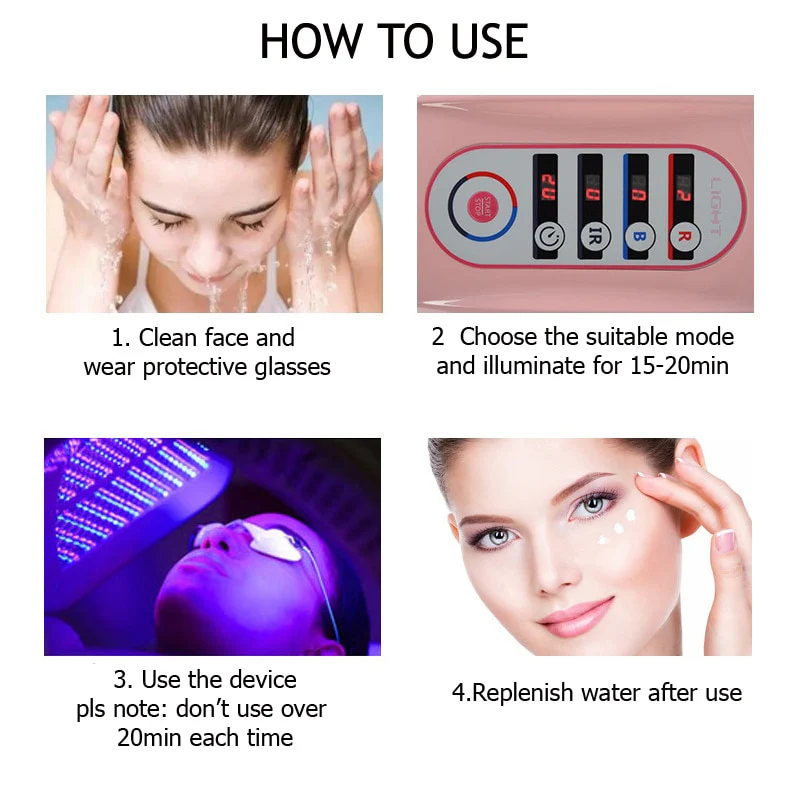 LED Facial Mask Photon Light Energy Therapy Lamp Facial Care Beauty Machine Skin Rejuvenation PDT Anti Aging Acne Wrinkle Remove - Image 16