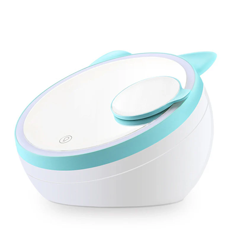 LED Light Makeup Mirror Lovely Pets Shape Creative Storage Cosmetic Mirror Night Light Mirror With 3x Magnifying Mirror - Image 3