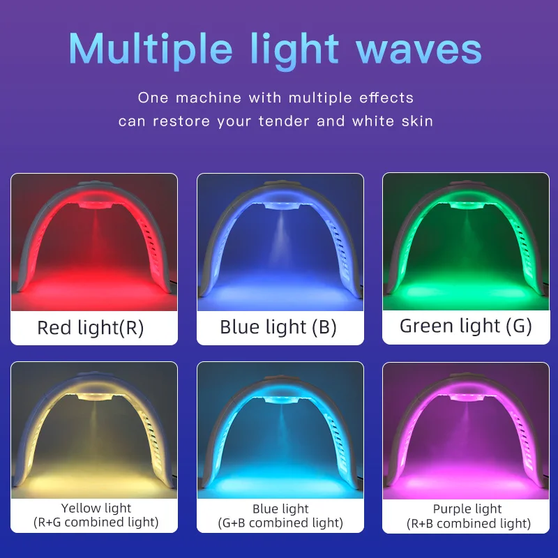 LED Nano Moisturizing Spray Spectrometer Face Acne Removing Photon Rejuvenation 7-color LED Light Therapy Facial Mask PDT Mask - Image 3