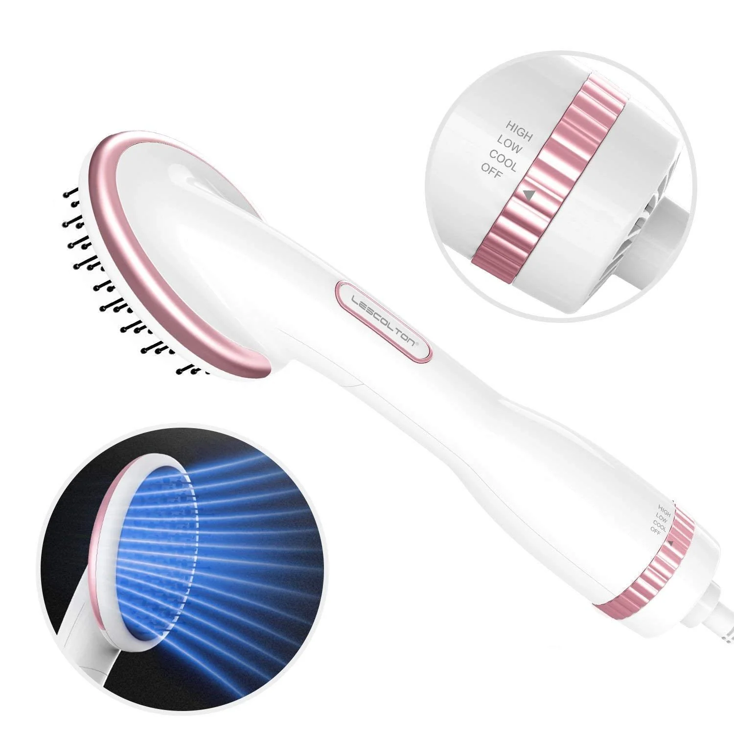 Lescolton LS-019 One Step Hair Dryer & Styler Hot Air Paddle Brush | Hair Dryer Straightener For All Hair Types | Eliminate Frizzing, Tangled Hair & Knots, Promote Healthy & Shiny Hair Locks