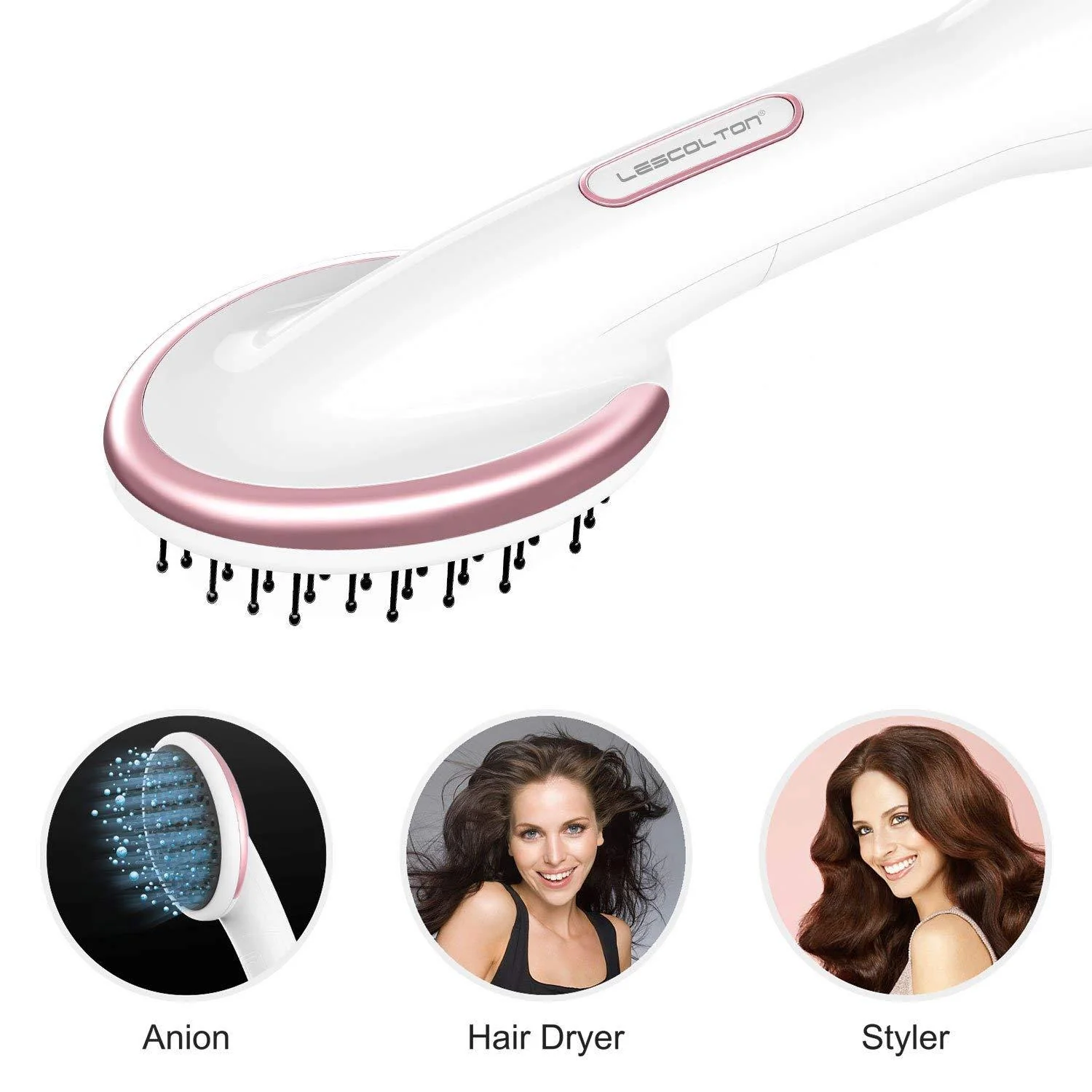 Lescolton One Step Hair Dryer & Styler Hot Air Paddle Brush Hair Dryer Straightener For All Hair Types Eliminate Frizzing 1000W - Image 3