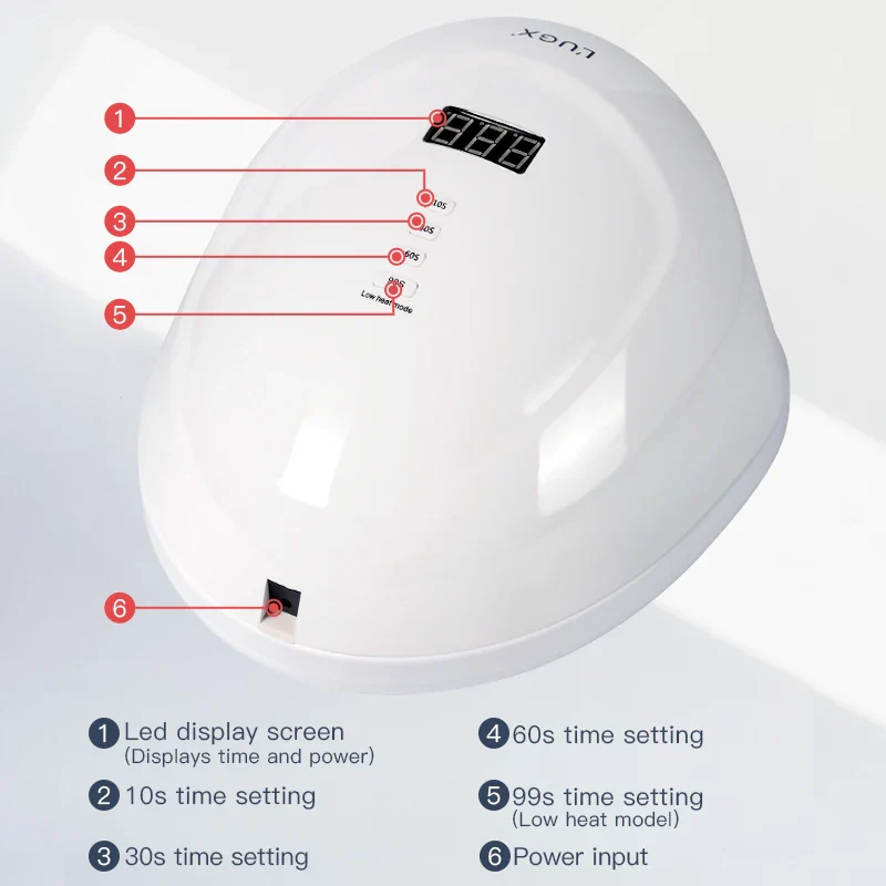 L'UGX 60W UV LED nail lamp, acrylic nail dryer wireless professional UV lamp set, high-end rechargeable cordless nail machine - Image 4