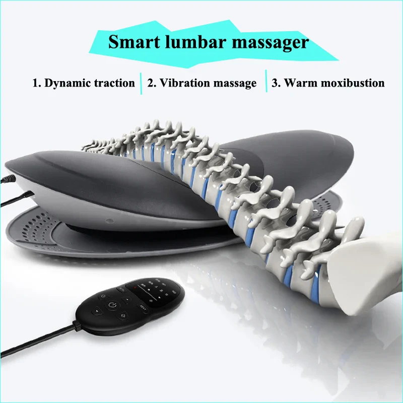 Lumbar Spine Massager Neck Lumbar Traction Multifunctional Inflatable Hot Compress Vibration Air Pressure Waist Massager Warm - Image 2