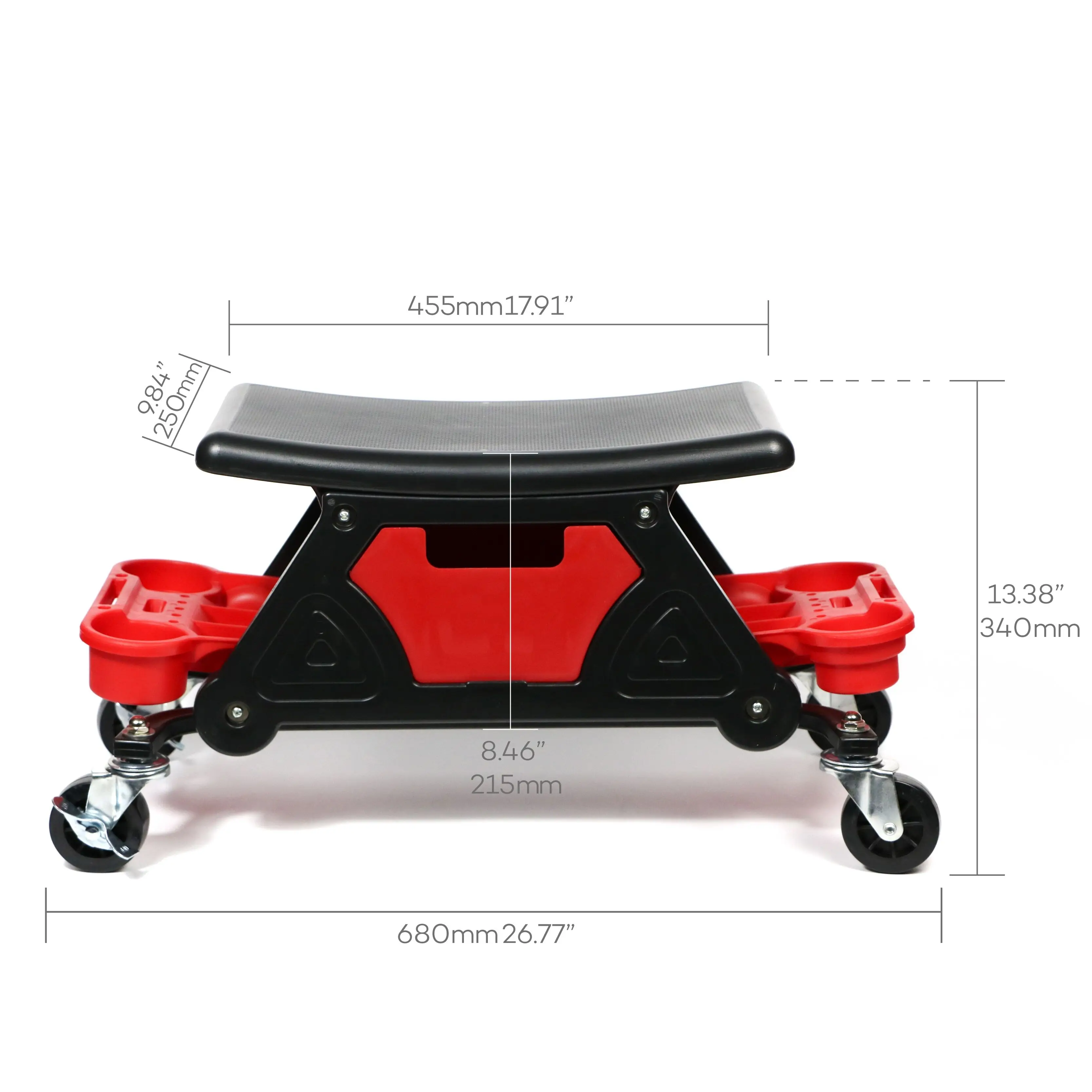 Mechanic Stool 300 LBS Capacity Garage Stool Gift for Men, Heavy Duty Rolling Mechanics Seat, with Three Slide Out Tool Trays - Image 2