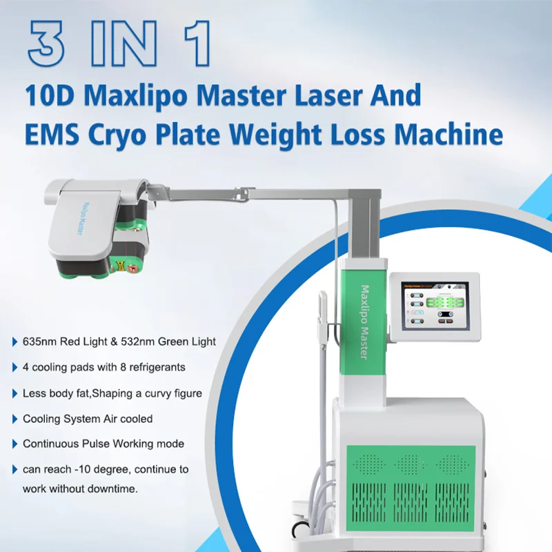 Medbeier 10D EMS Cold Laser Lipolysis Maxlipo Master 635nm 532nm Red Green Light 2 In 1 Cryo Pads Lipo Laser Slimming Machine - Image 4