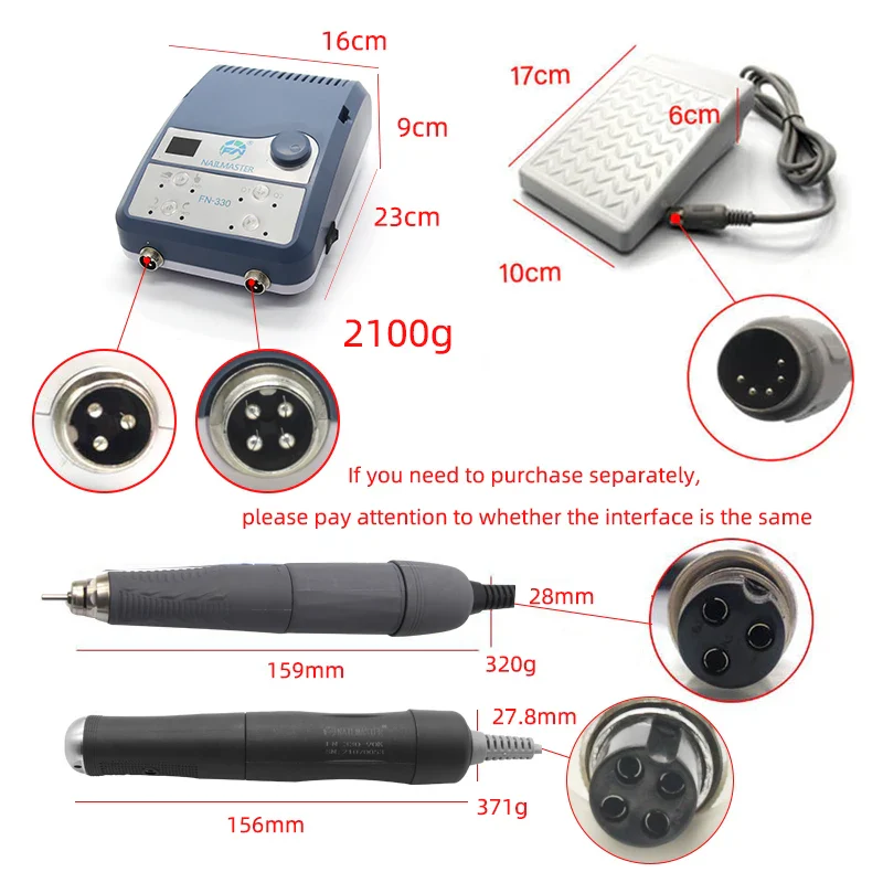 Micromotor Equipment High Rotation 90000rpm Nail Master Jewelry Polish Machine Two Handpiece for Polishing Wood Stone 150W FN330 - Image 5