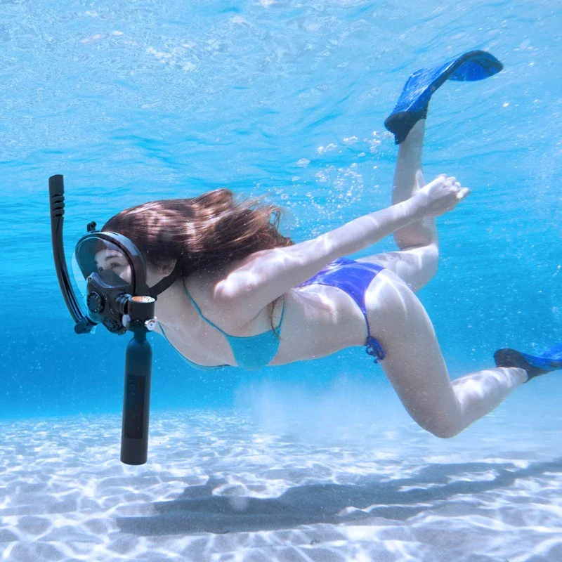 Mini Scuba Tank with Snorkel Mask 0.5L Portable Small Diving Tank with Full Face Diving Mask,Diving Cylinder Kit for Snork - Image 3