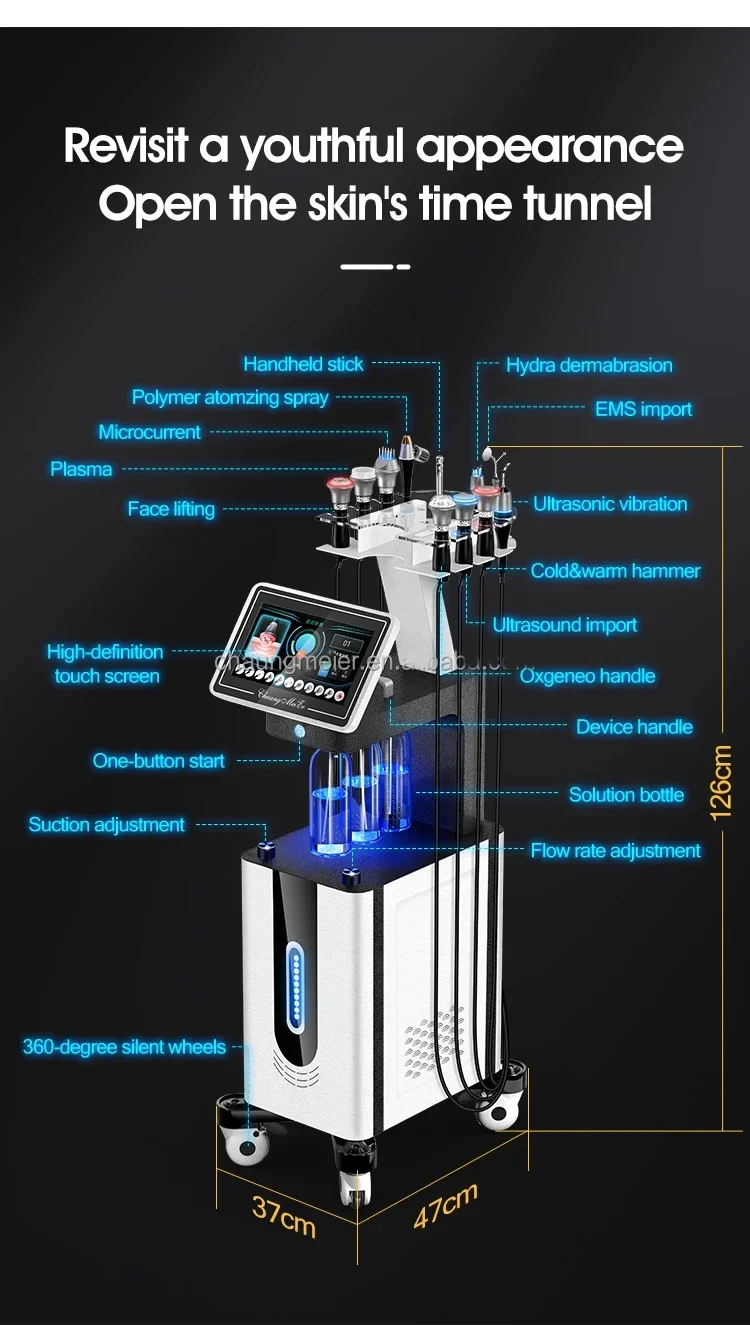 Multifunction Face Lifting Oxygen Hydra Dermabrasion Skin Care Machine Facial Ultrasonic Cleaning Rejuvenation Remove Blackhead - Image 6
