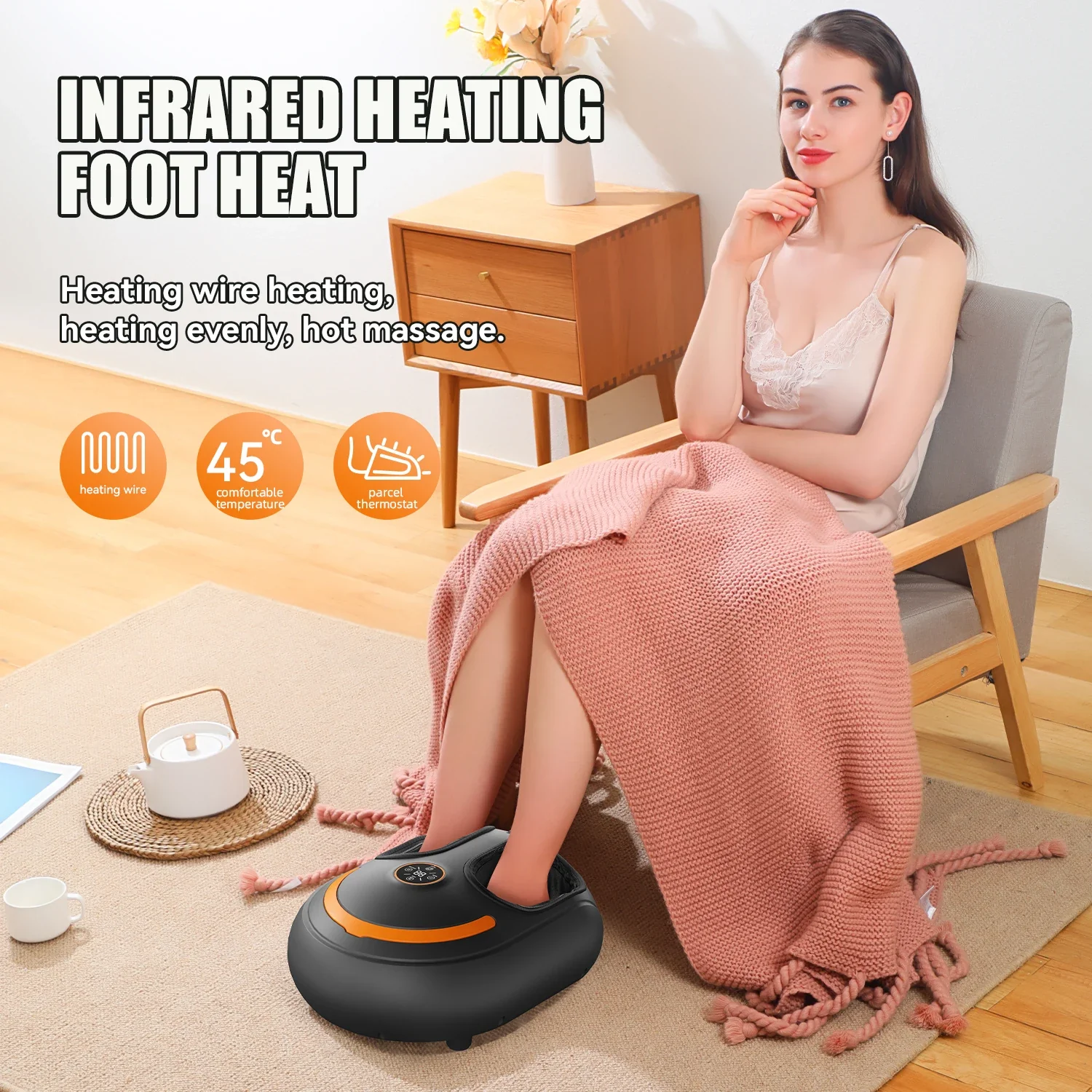 Multifunctional Electric Foot Massager Machine With Remote Control Kneading Roller Airbag Warm Compress Shiatsu Relaxation Gift - Image 5