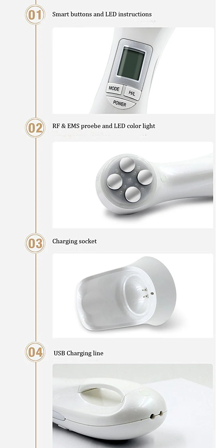 Multifunctional ultrasonic vibration cleaning instrument LED RF Photon Therapy EMS Ion Microcurrent Mesotherapy Beauty Machine - Image 6