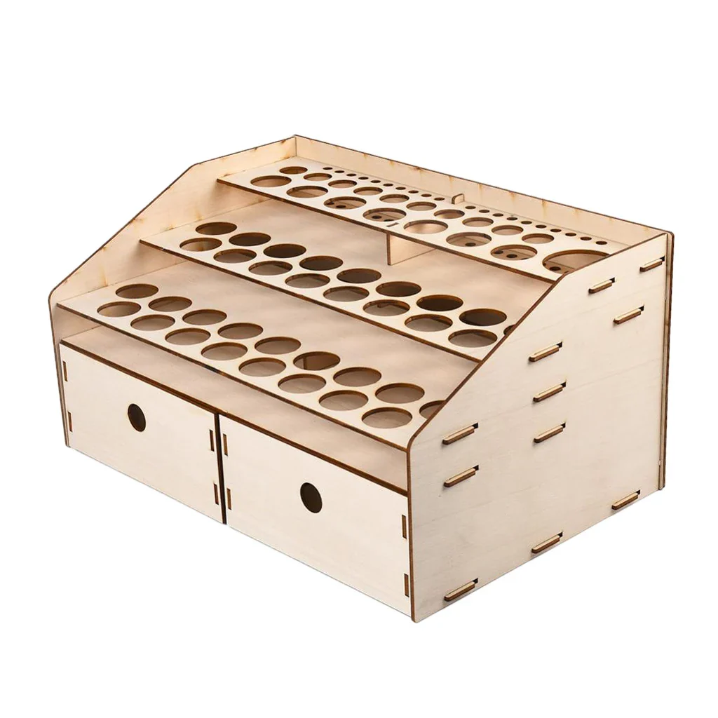 Natural Wooden Paint Bottle Rack Model Organizer Acrylics Paint Storage Stand Holder Box Hobby Art Supplies--36x24x18.5cm - Image 3