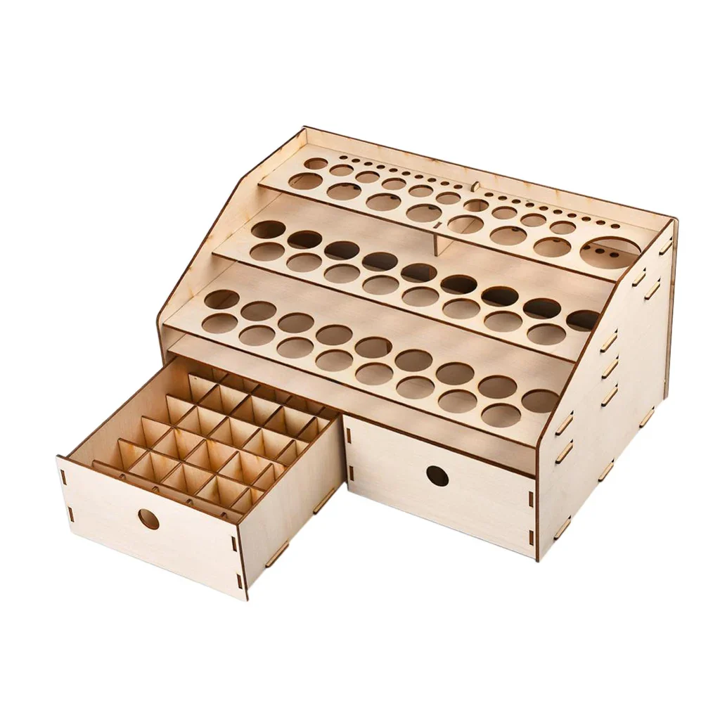 Natural Wooden Paint Bottle Rack Model Organizer Acrylics Paint Storage Stand Holder Box Hobby Art Supplies--36x24x18.5cm - Image 4