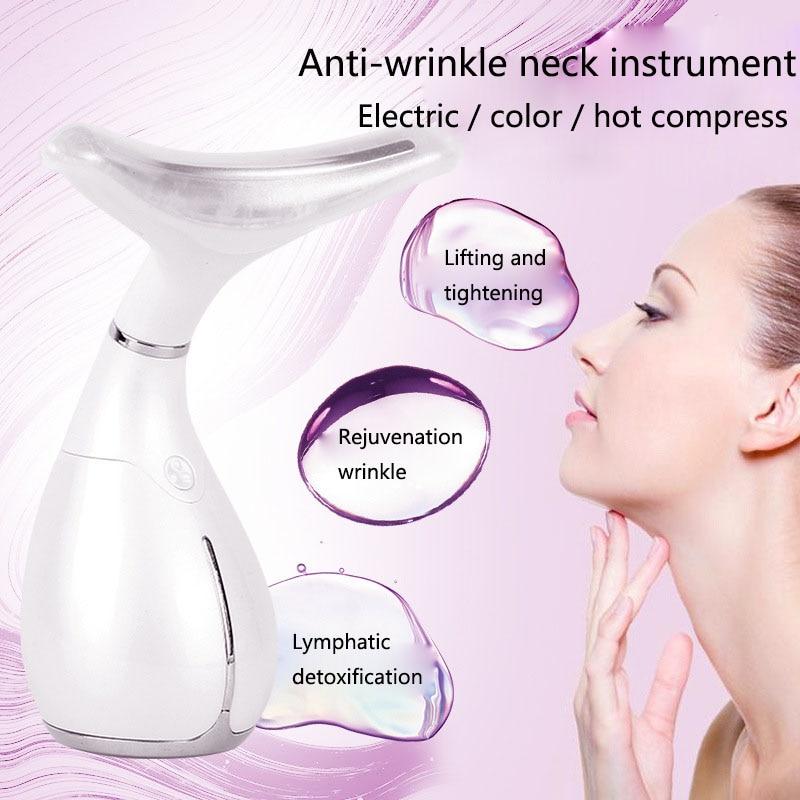 Neck Skin Care Beauty Instrument LED Photon Vibration Neck Lifting Skin Tighten Anti Wrinkle Remove Massager Device - Image 3