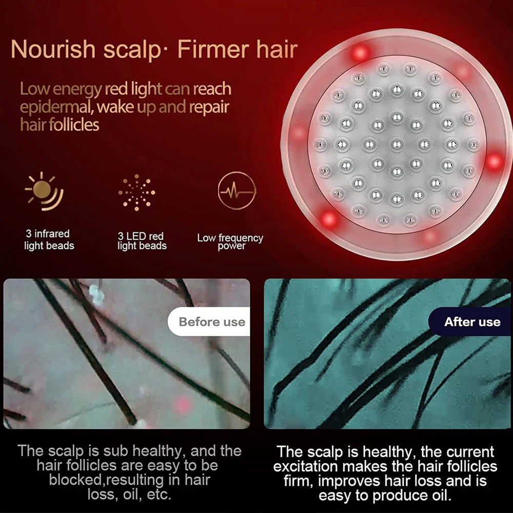 New Design Hair Loss Treatment Electric Scalp Applicator Comb EMS Laser Vibration Massage Hair Regrowth Comb With Liquid Guide - Image 4