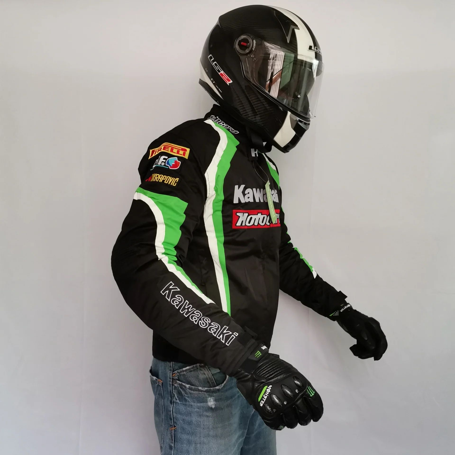 New Kawasaki Motobiker Racing Coat Mesh Breathable Motorcycle Jacket Anti-fall Racing Suit Motocross Jacket with Removable Liner - Image 2