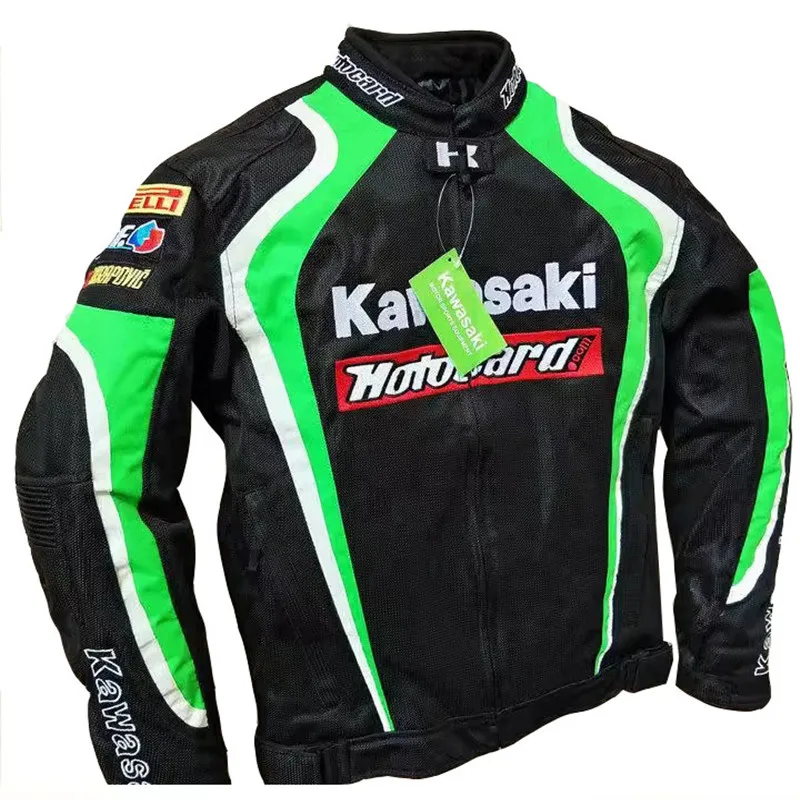 New Kawasaki Motobiker Racing Coat Mesh Breathable Motorcycle Jacket Anti-fall Racing Suit Motocross Jacket with Removable Liner - Image 3