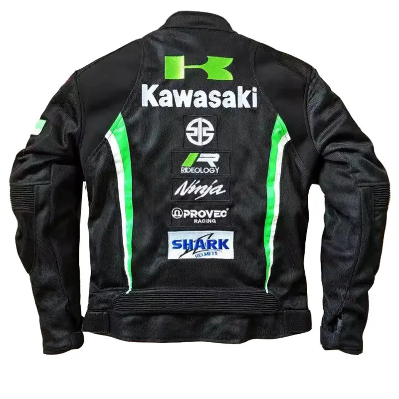 New Kawasaki Motobiker Racing Coat Mesh Breathable Motorcycle Jacket Anti-fall Racing Suit Motocross Jacket with Removable Liner - Image 4