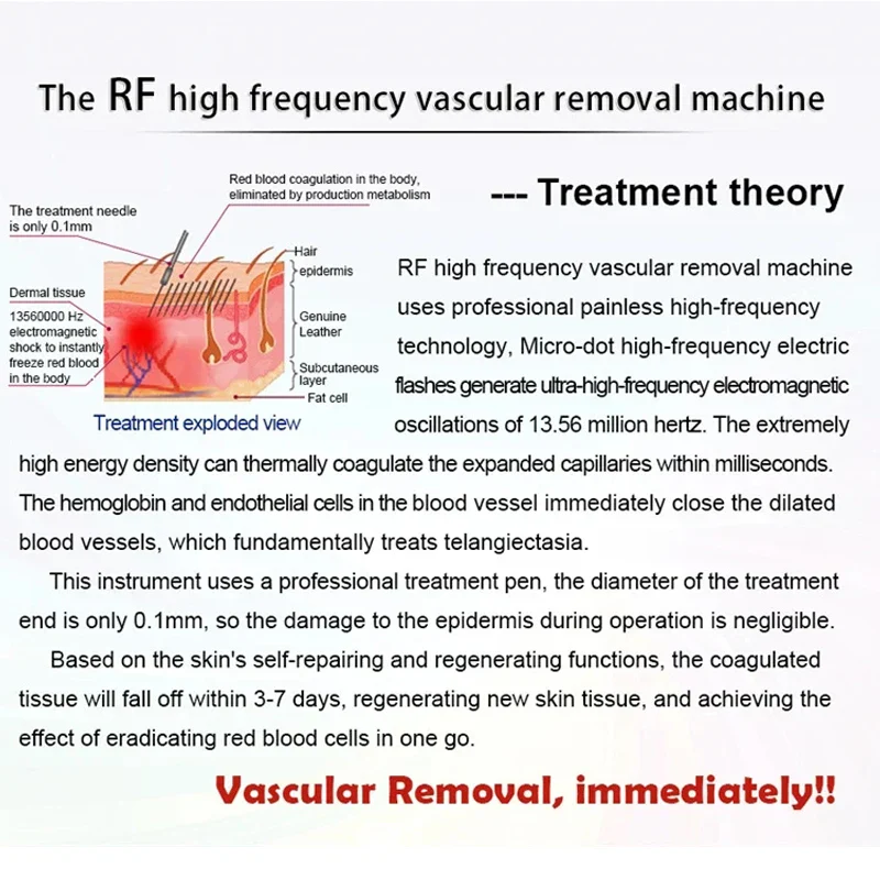NEW Red Blood Vessel Spots Vascular Removal Beauty Equipment Needle RF Spider Veins Remover High Frequency Anti Redness Machine - Image 5