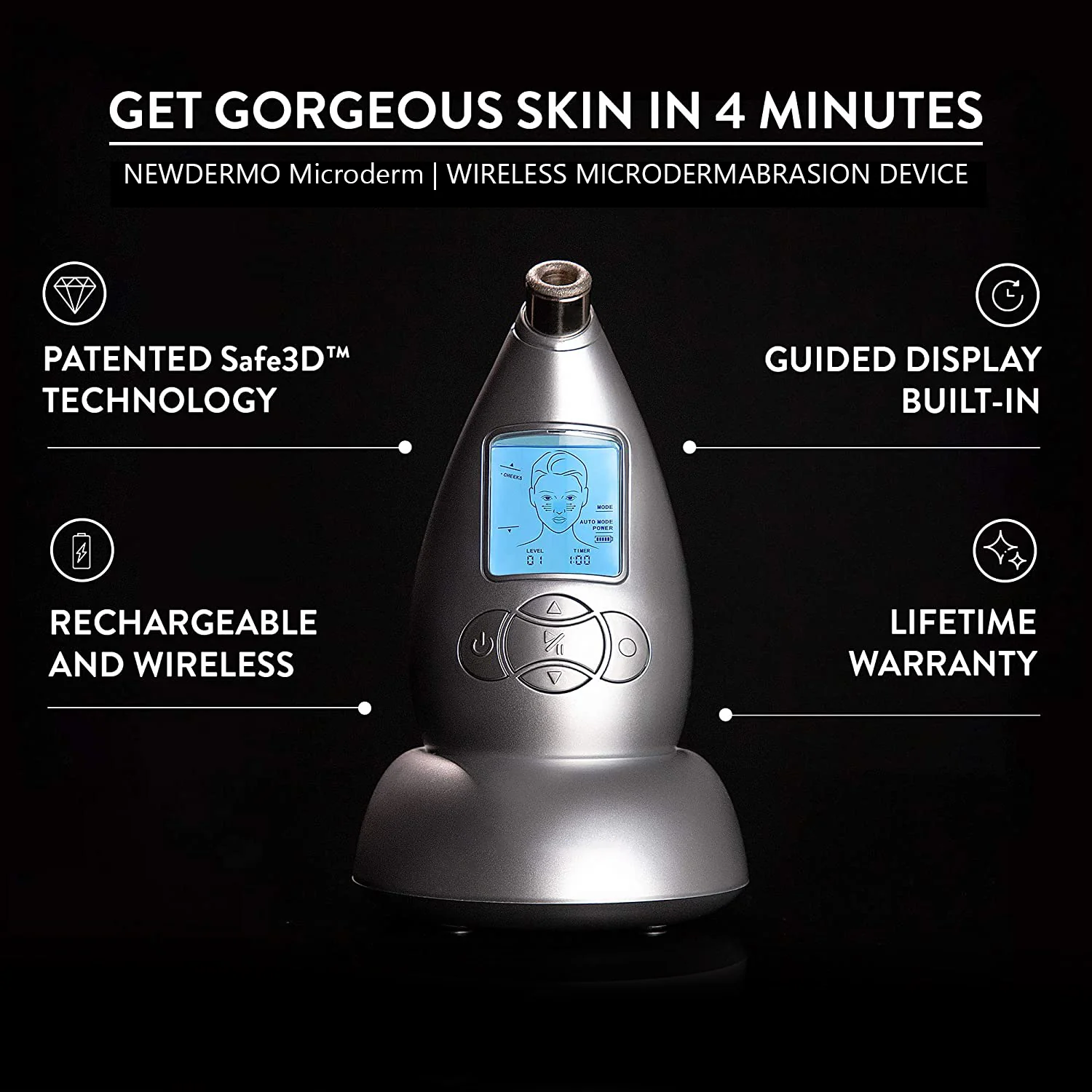 NEWDERMO Microderm Diamond Microdermabrasion Machine and Suction Tool - Clinical Micro Dermabrasion Kit for Tone Firm Skin, Advanced Home Facial System & Exfoliator For Bright Clear Skin - Image 4