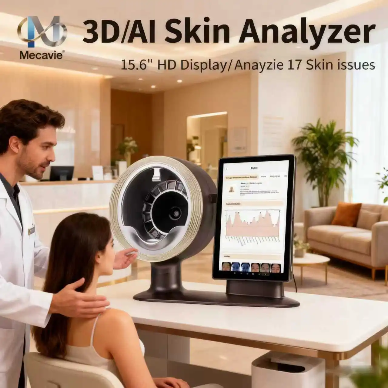 M17 Skin Analyzer Scanner AI Intelligent Image Instrument Detector Magic Mirror 3D Digital Facial Analysis Machine Product