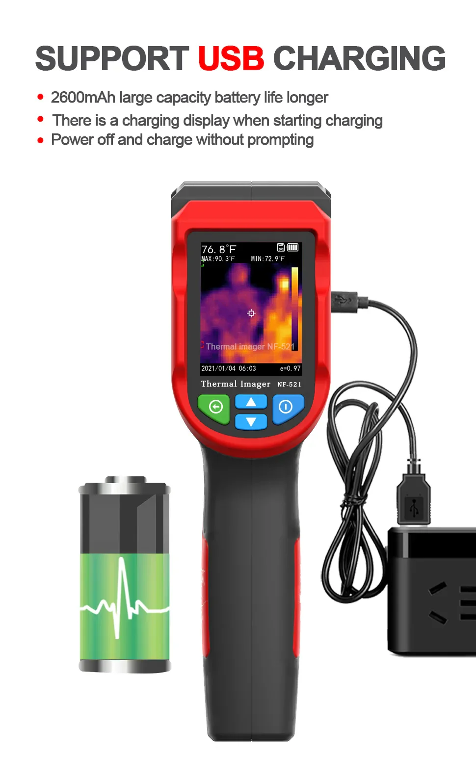 NF-521 Infrared Thermal Imager Sensor -10~400℃ Temperature Thermal Imaging Camera 2000 Pixels Imager Floor Heating Detector - Image 2