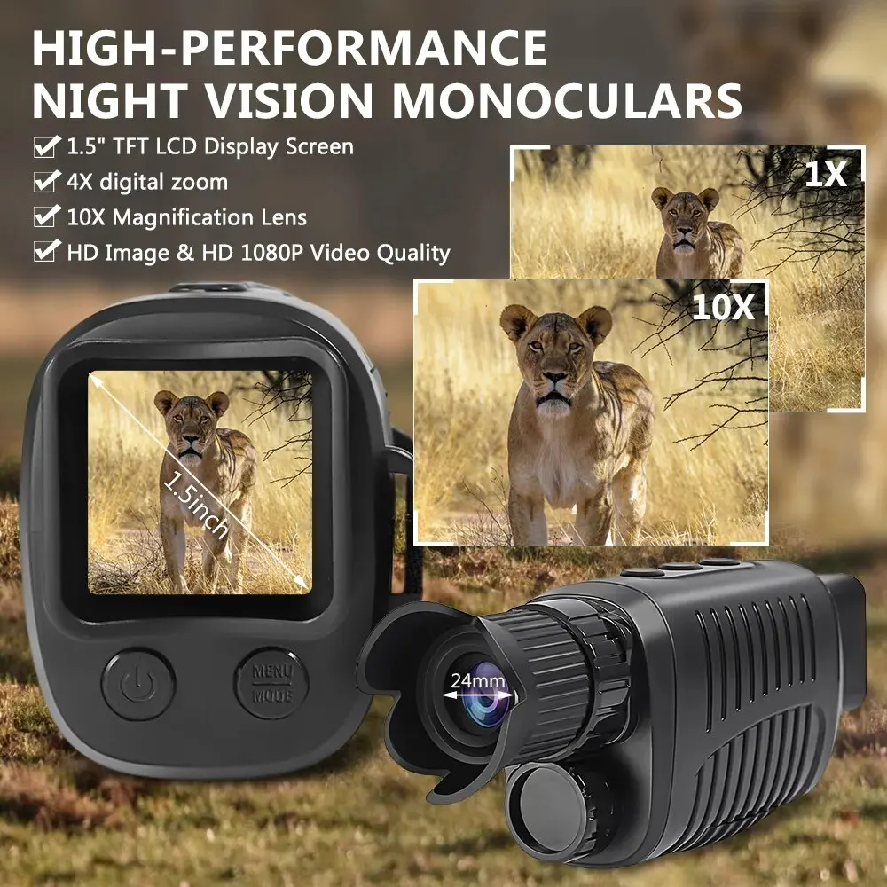 Night Vision Monocle Infrared Optical Monocular Digital Zoom 5X Photo 300M Long Range Telescope Night Vision For Hunting - Image 5