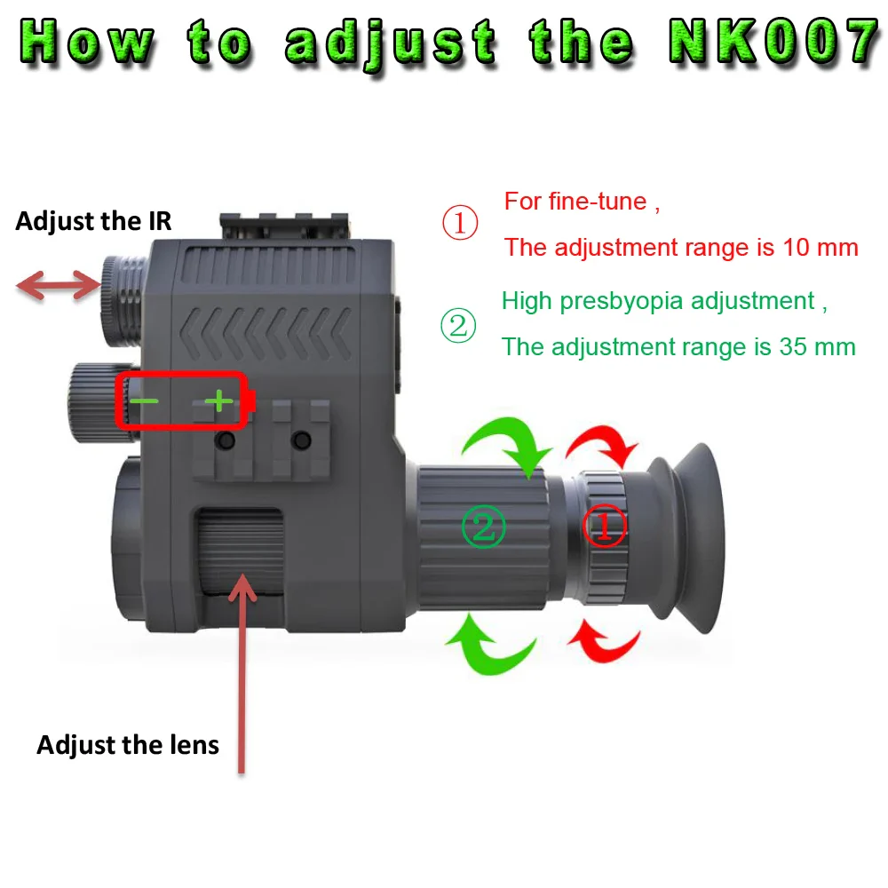 NK007 Night Vision Monocular 1080P 200-400M Infrared Scope Camcorder with Rechargeable Battery Charger Multiple Language - Image 6