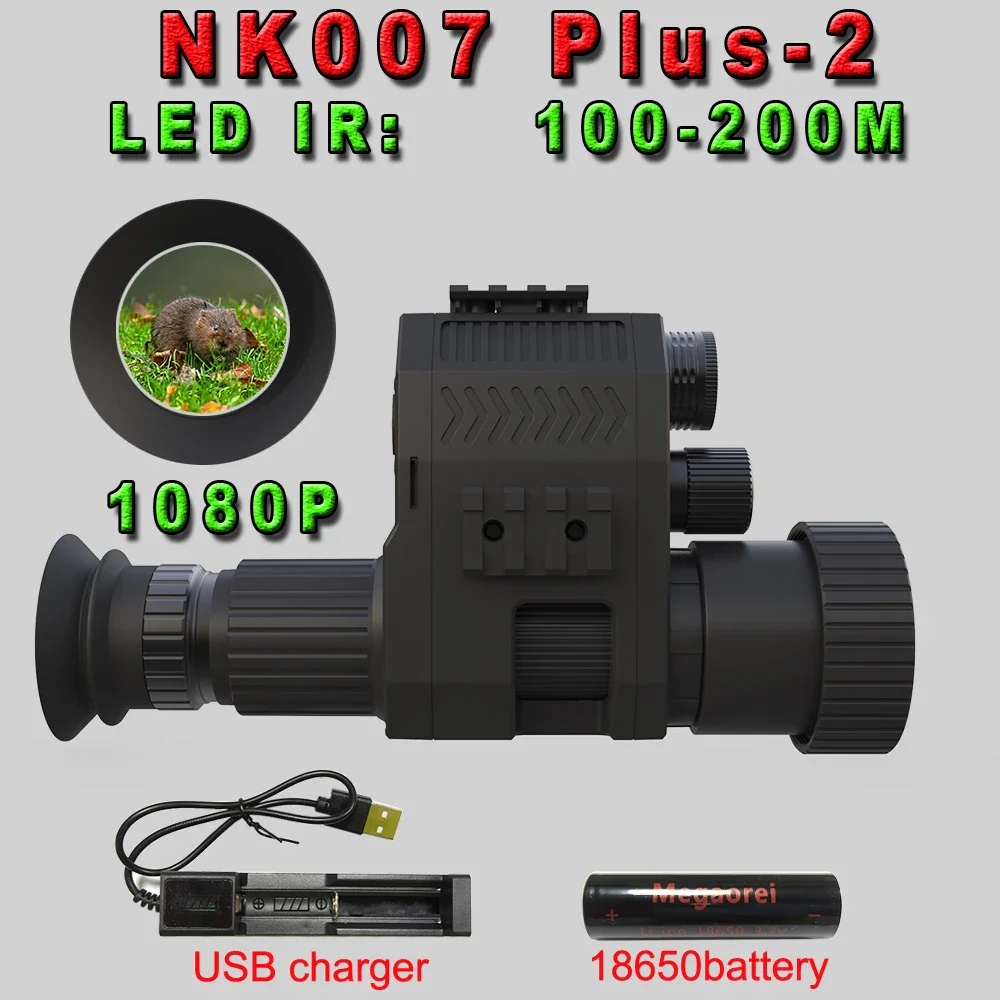 NK007 Night Vision Monocular 1080P 200-400M Infrared Scope Camcorder with Rechargeable Battery Charger Multiple Language - Image 8