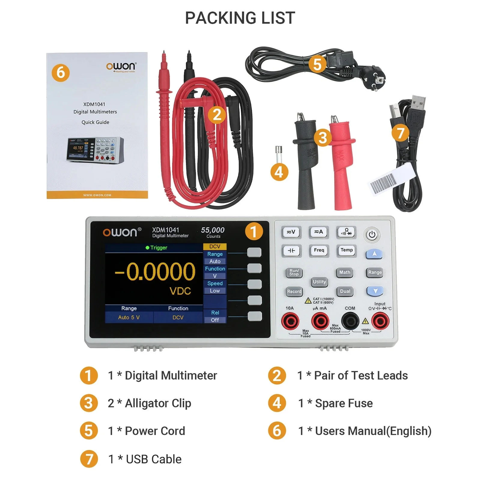 Owon XDM1041 USB/RS232 Digital Multimeter 55000 Counts High Accuracy Universal Desktop Multimeters Meter With 3.5Inch LCD Screen - Image 3