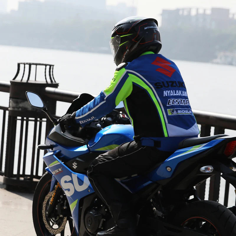 Oxford textile jackets For Suzuki Motorbike Motocross MTB BMX Bike Riding Men's Blue Jacket With Protector - Image 9