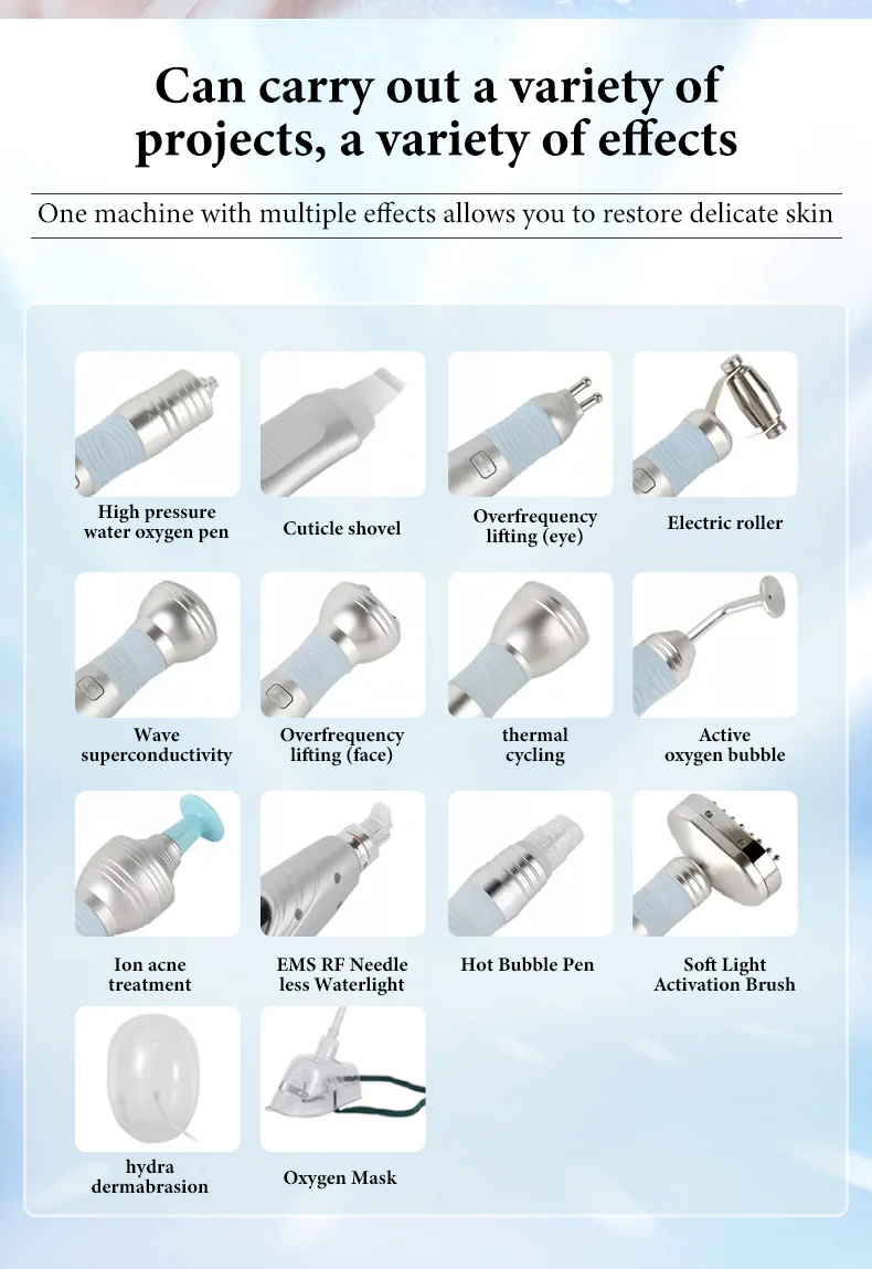 Oxygen Microdermabrasion Pore Cleansing Skin Rejuvenation Bubble Aqua Oxygen Jet Facial Lifting Skin Care Machine - Image 7