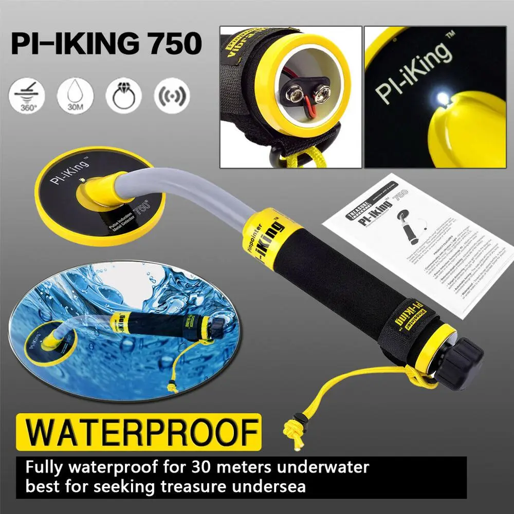 PI-IKING 750 Fully Waterproof Metal Detector 100ft/30m Underwater Diving Ocean Lake High Sensitivity Pulse Induction Hand Held - Image 3