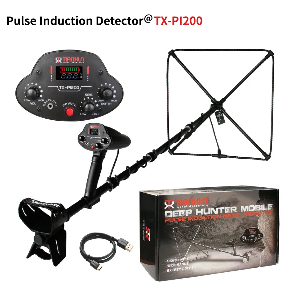 TX-PI200 Pulse Induction Metal Detector Long Range Gold Silver Copper Deep Industrial Underground Metal Detector 5M Location