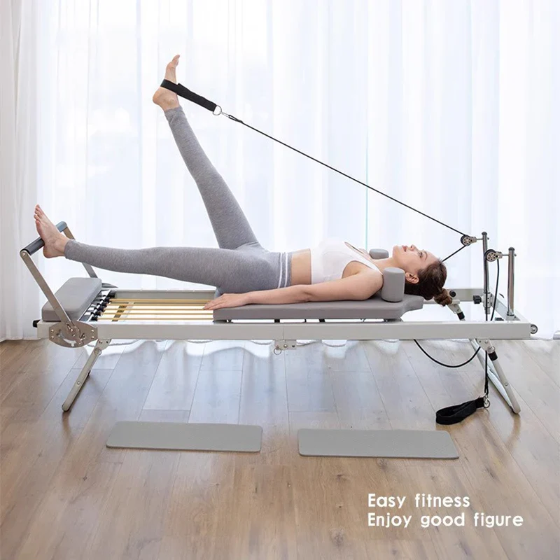 Pilate Core Bed Fitness Trainer Beige Solid Wood Iron Yoga Bed Spring traction yoga fitness bed - Image 3