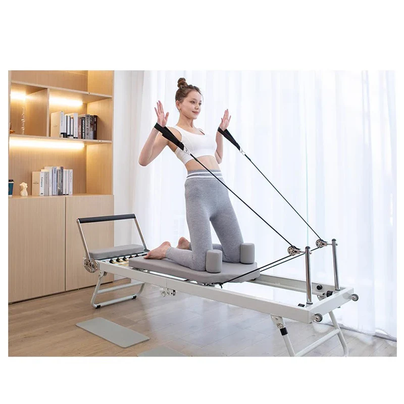 Pilate Core Bed Fitness Trainer Beige Solid Wood Iron Yoga Bed Spring traction yoga fitness bed - Image 4