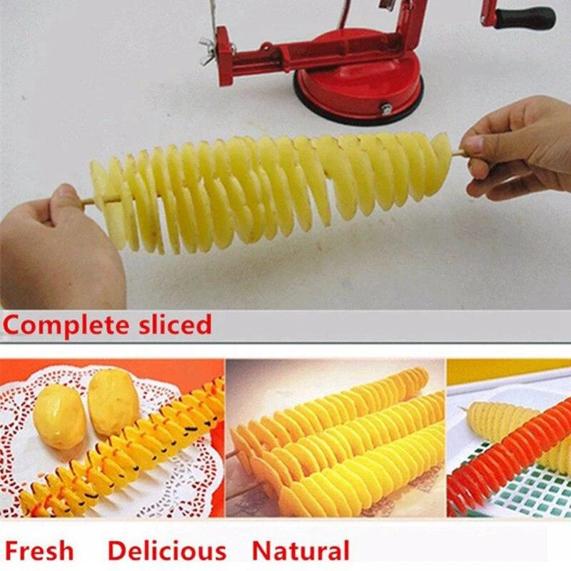 Potato Twist Slicer Stainless Steel Kitchen Accessories Spiral Chip Slicer Manual Cutting Machine Red Metal - Image 5