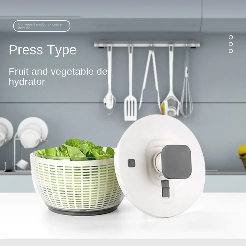 Press Vegetable Dehydrator Fruit Dryer Household Large Capacity Dehydrator Kitchen Gadgets and Accessories Drain Salad Basket - Image 2