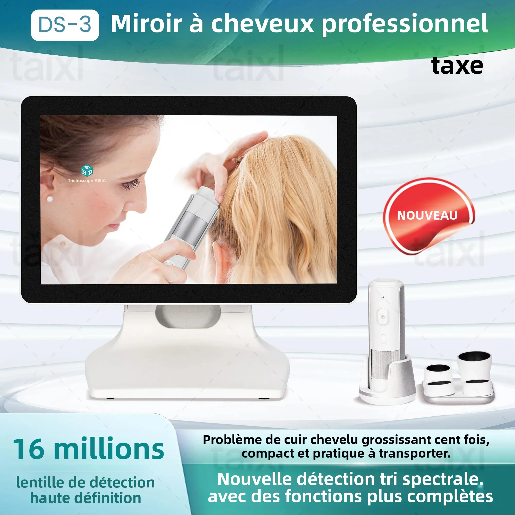 Professional Hair And Skin Scanner Intelligent 4 Probes Scalp Analyzer for Hair Analysis 10-200 Channels Salon Grade - Image 2