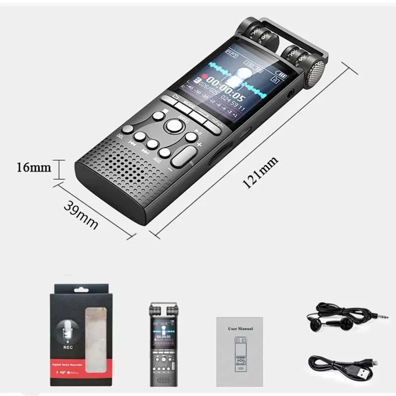Professional Voice Activated Digital Audio Recorder 8GB/16GB/32GB Usb Non-stop 100hr Recording Pcm 1536kbps External Microphone - Image 4