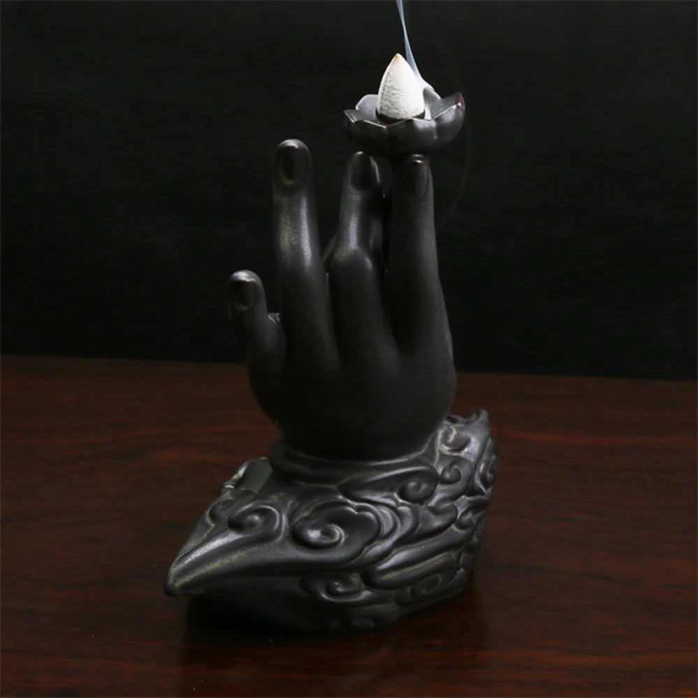 Quemador Incienso Thailand Buddha Hand Incense Burner Smoke Backflow Sandalwood Stove Tower Censer Down Stream Back - Image 3