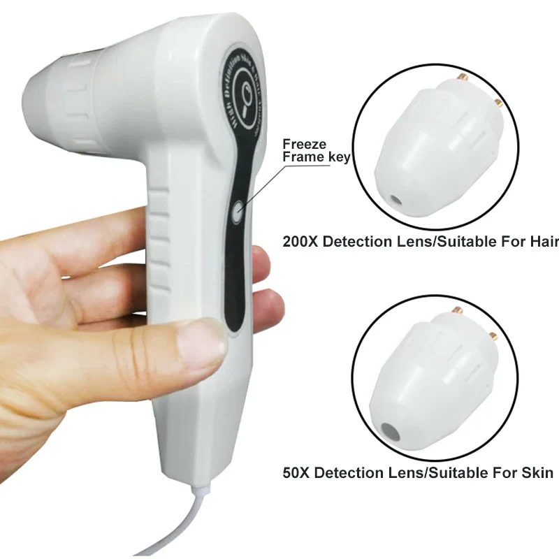 Skin Analyzer 7 inch 50X/200X Magnifying Scepter Analyzer 500W HD Skin Scanner Hair Follicle Oil Moisture Pigment Tester Scalp - Image 2