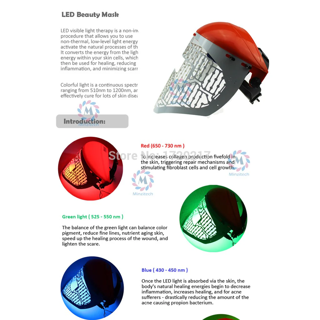 Skin LED Mask Led Skin Rejuvenation Acne Red Blue Green LED Therapy - Image 5